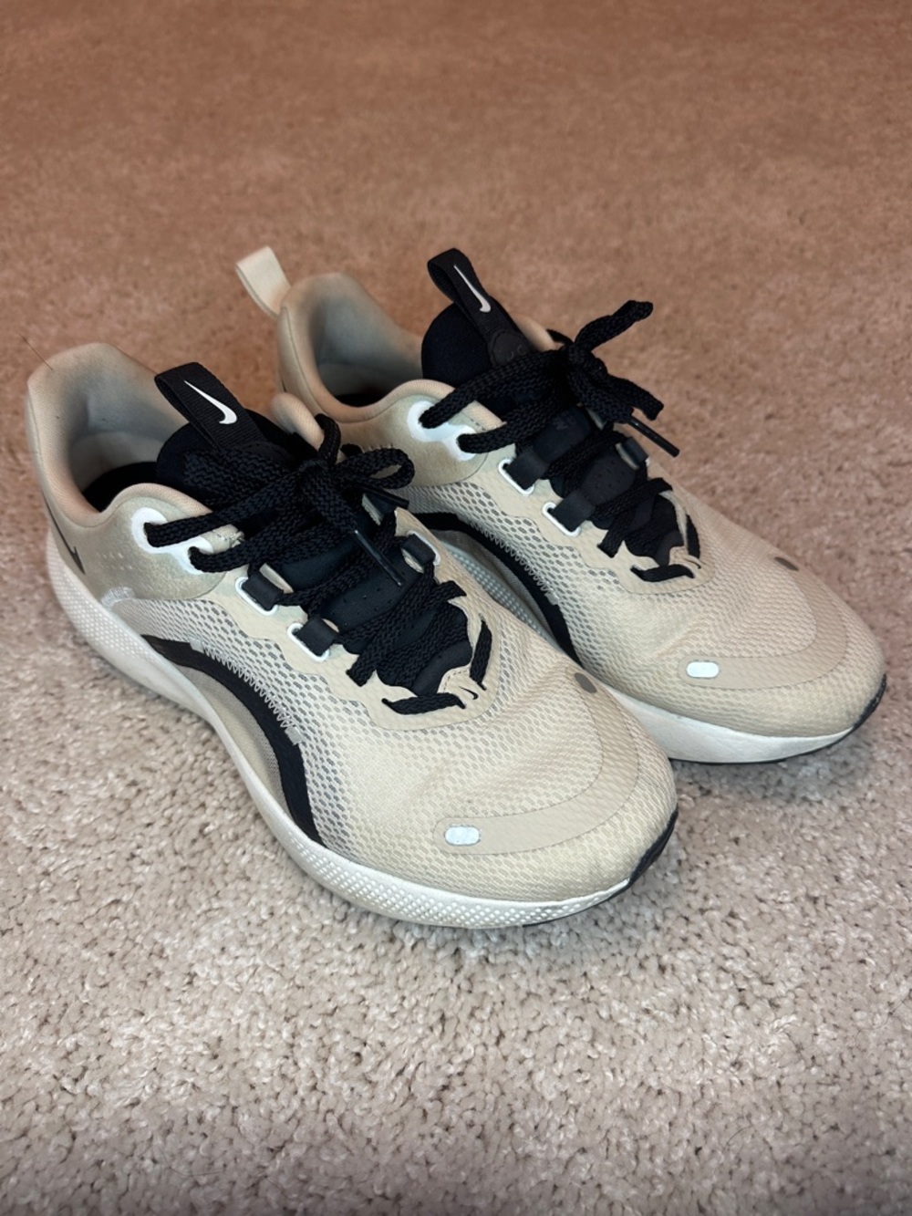 Nike Beige and Black Athletic Sneakers